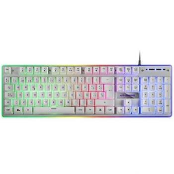 Mars Gaming MK220W Blanco, Teclado Gaming H-Mech, FRGB Rainbow y Halo, Antighosting, Idioma Español