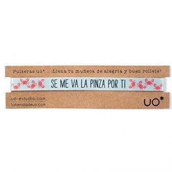 UO-Pulsera Estampado Se ma va la Pinza por ti, Color Turquesa y Coral
