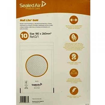 Bolsa de burbujas Sealed Air D1 oro sin ventana tira adhesiva 200 x 320 mm 10 unidades