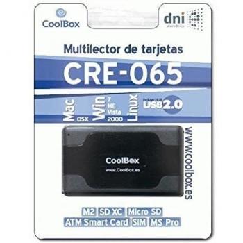 Lector de Tarjetas Inteligentes Externo CoolBox CRE-065 con DNIe y SIM, USB 2.0 - Negro