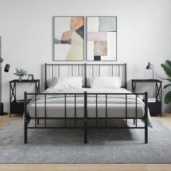 Mesitas de noche 2 unidades madera ingeniería 50x41x65 cm Negro, Roble Sonoma, Roble ahumado - Mesita habitación dormitorio para Salón, Estudio, Mesa Auxiliar