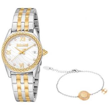 Just Cavalli Indomitable Animalier Women's Stainless Steel Analog Watch - Grey Silver Dial, Yellow Gold Accents