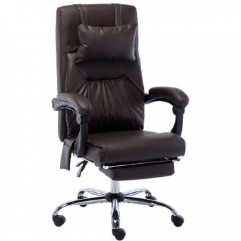 Silla de oficina de masaje marrón en cuero