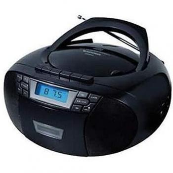 Sunstech CXUM53. Radio CD/Cassette portátil estéreo de 2 W, CD/R/RW/MP3/WMA FM USB/AUX-IN. Color Negro.
