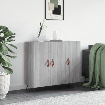 Aparador de madera de ingeniería 90x34x80 cm en color gris Sonoma, mueble de almacenaje para salón, buffet, armario auxiliar y armario de almacenamiento