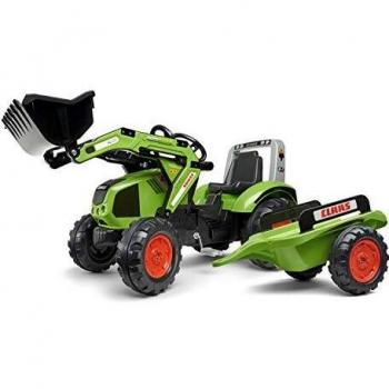 Tractor verde Class Backhoe con trailer
