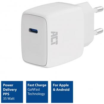 Cargador USB-C 35W con Power Delivery, 1.75A, Blanco