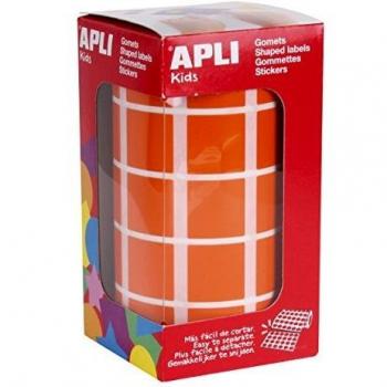 APLI Kids - Rollo de gomets cuadrado 20 mm, color naranja