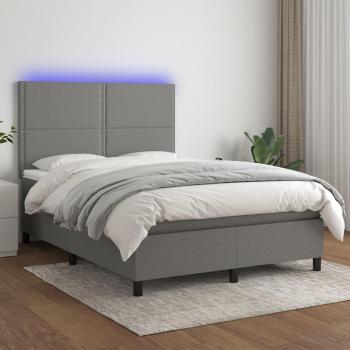 Colchón box spring suave con tela LED gris oscuro 140x190 cm