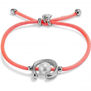 Pulsera Mujer Plateada de Hilo Rosa con Perla - Fabricada en España