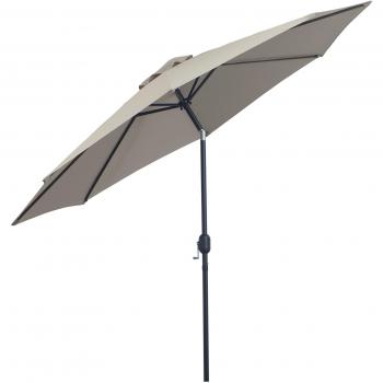 Sombrilla de Jardín Outsunny Ø295x250 cm con Manivela y Poste Desmontable - Gris Claro