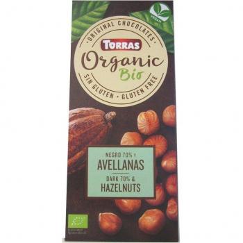 Torras Chocolate Negro 70% Cacao con Avellanas Orgánico Sin Gluten 100g