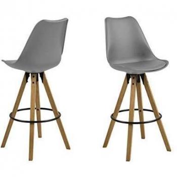 Amazon Brand - Movian Arendsee - Juego de 2 taburetes de bar, 55 x 48,5 x 111,5 cm, gris