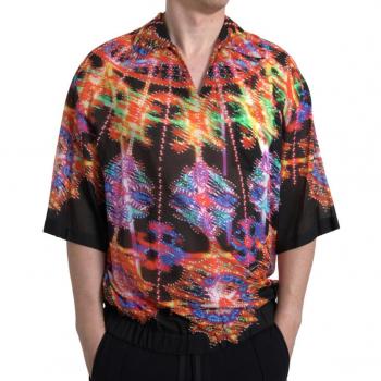 Dolce & Gabbana Multicolor Luminarie Print Cotton Polo Shirt for Men - Size M