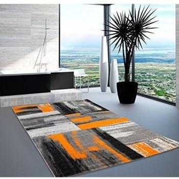 Alfombra diseño moderno salón Swing degradado naranja gris negro, Orange Grau, 120 cm_x_170 cm