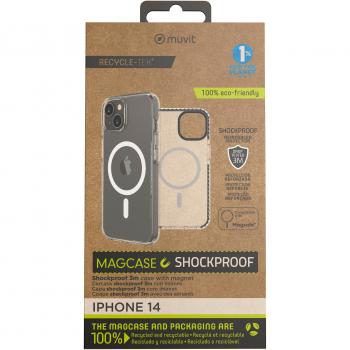 Funda Muvit for Change Recycletek MagSafe Shockproof 3m Transparente/Negra Compatible con Apple iPhone 14