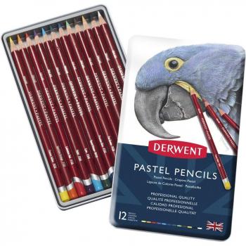 Caja metálica de 12 lápices de colores pastel Derwent