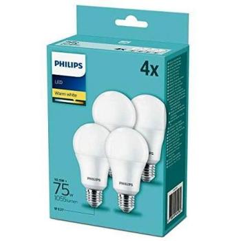 Bombilla LED Philips E27 10W (75W) Pack de 4