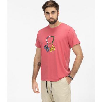 Camiseta De Manga Corta Roja Con Logo Estampado Multicolor