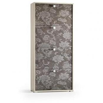 Zapatero de Madera de Olmo con 4 Puertas Decoradas y Doble Fondo