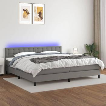 Colchón de cama suave y tela LED gris oscuro 200x200cm con características de cama box spring, luces LED, tela gris claro
