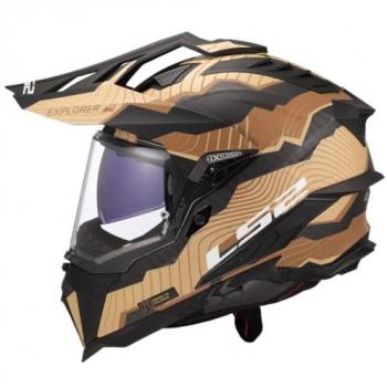 Casco Moto Integral Off-Road de Carbono LS2 MX701 Explorer Talla S Marrón