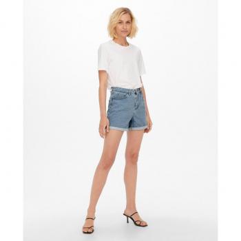 Pantalón corto denim de mujer mom fit Only - color azul
