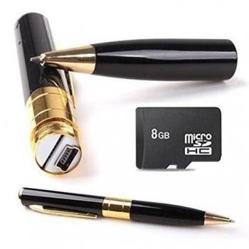 8 GB de oro Spy Pen de cámara inrigorous Mini Cam vídeo DVR Grabadora HD USB espía ocultos