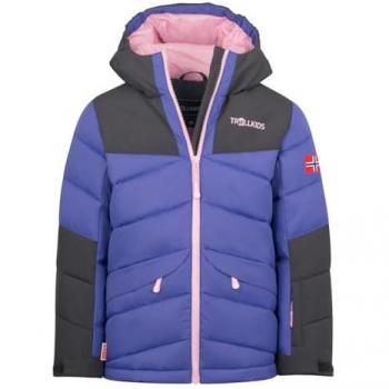 Trollkids Chaqueta Narvik Pro para niños, chaqueta de invierno, color azul, morado oscuro/negro/guayaba, talla 140