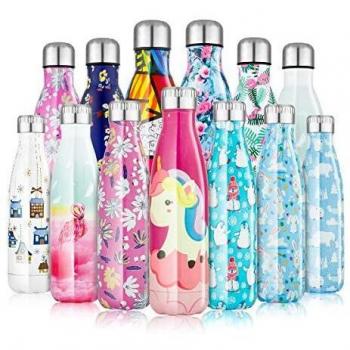 Botella de Agua Acero Inoxidable 350/500/750ml, Cantimplora Termo con Doble Aislamiento para 12 Horas de Bebida Caliente y 24 Horas de Bebida Fría, Sin bpa Botella Reutilizable para Niños Deporte