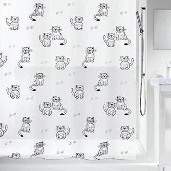 Spirella colección Gary, Cortina de Ducha Textil 180 x 200, 100% Polyester, Gris, Multicolor, 180 cm x 200 cm