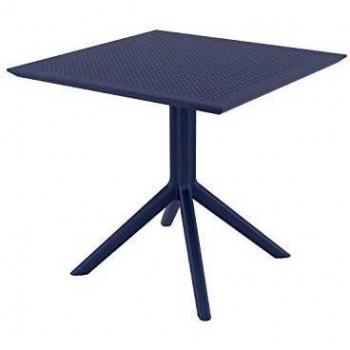 Mesa cuadrada de jardín para 4 personas en plástico gris oscuro, UV-resistente - CLP SKY 80 cm