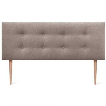 Cabecero de Cama Tapizado Aqualine en Polipiel o Tela con 2 Hileras de Botones - 145x105cm (Tierra)