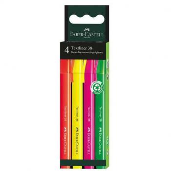 Faber-Castell Textliner 38 - Estuche de 4 marcadores fluorescentes