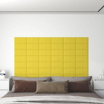 Paneles de pared 12 piezas Amarillo claro 30x15 cm Tejido 0,54 m²