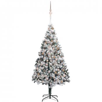 Árbol de Navidad artificial con luces LED y bolas de PVC verde 240 cm