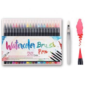 TOPmore Plumas de Pincel de Acuarela – 20 colores vivos + 1 brocha mezcladora Aqua Brush