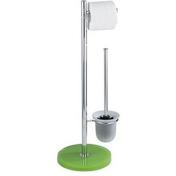 Wenko Tropic Juego de Pie para WC, Poliresina, Plata y Verde, 26.5x6.5x33.5 cm