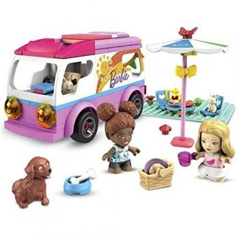Mega Construx Barbie Adventure Camper Building Set with Dolls and Toy Car (Mattel GWR35)