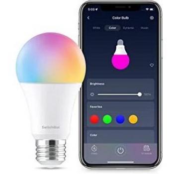 SwitchBot Bombilla LED inteligente E27- Bombilla WiFi y Bluetooth regulable que cambia de color y funciona con Alexa y Google Home, RGBCW blanco cálido multicolor 10W 800lms - 2,4 GHz únicamente