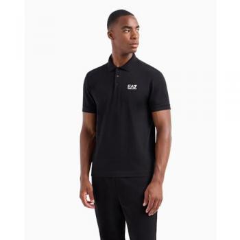 EA7 Core Identity Logo Slim Fit Short Sleeve Polo Shirt - Black/White - XL