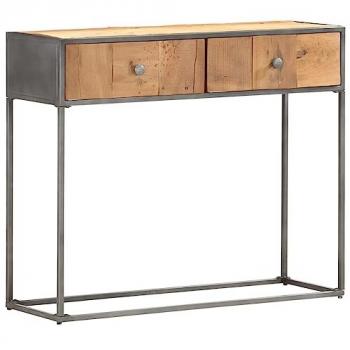 Mesa consola de madera maciza reciclada 90x30x75 cm Marrón