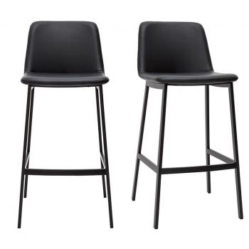 Set de 2 taburetes de cocina de diseño negro 75 cm Arsene