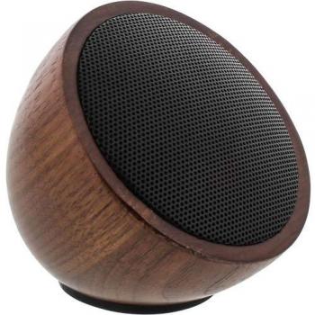 Mini Altavoz Bluetooth InLine Woodwoom de Madera de Nogal, 52mm, 3W, Batería Recargable (7h), USB, Sin Cable