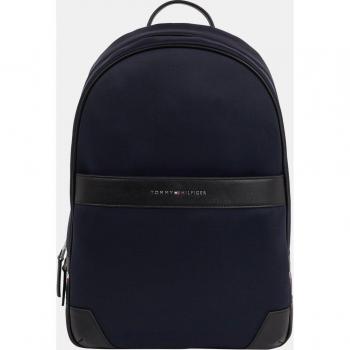 Elegant Blue Urban Backpack with Laptop Compartment - Tommy Hilfiger, Backpacks, male, Blue, Size: ONE SIZE, Blue Polyester Backpack