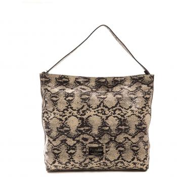 Pompei Donatella Gray Leather Shoulder Bag - Type: Shoulder Bag; Material: Gray Leather; Features: Adjustable strap, Zip closure, Interior pockets, Stylish design, Versatile for casual and formal occasions
