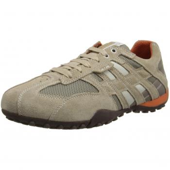 Geox Snake Mesh Basketball Sneakers for Men - Beige and Dark Orange
