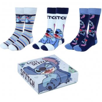 Pack de 3 Calcetines de Stitch - Set de Calcetines Largos en Color Negro, Rojo y Blanco - Talla 40-46