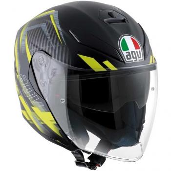 AGV Casco Moto K-5 Jet E2205 Multi, Urban Hunter Matt Black/Amarillo, MS