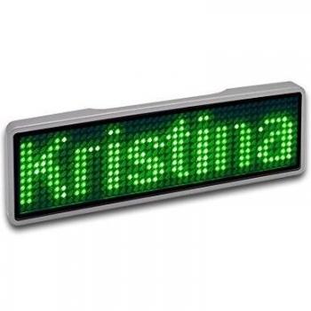 Etiqueta de Nombre LED 11x44 Píxeles, USB, Marco Plateado, LED Verde